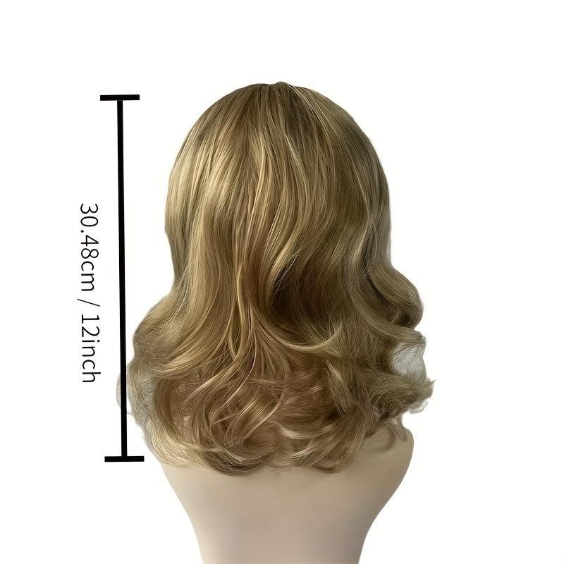 Golden Curly Wavy Wig Shoulder Length Synthetic Hair For Women