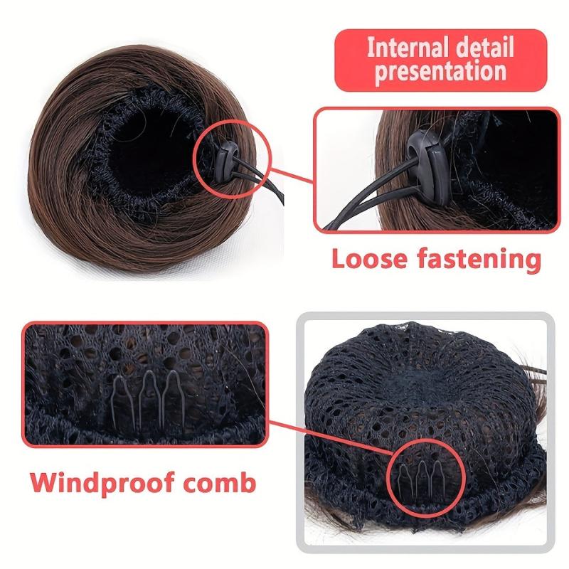 Donut Hair Bun with Drawstring High-Temp Fiber Chignon Hair Accessory