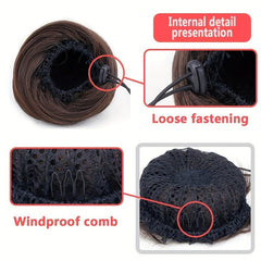 Donut Hair Bun with Drawstring High-Temp Fiber Chignon Hair Accessory