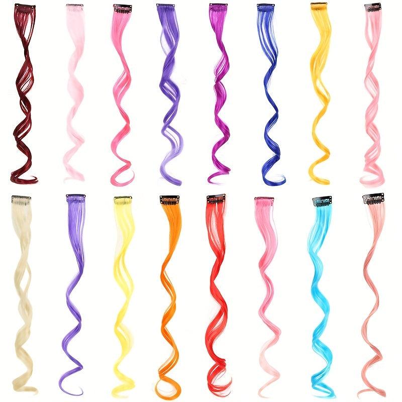 Colorful Curly Hair Extensions Clip In For Women And Kids Colors