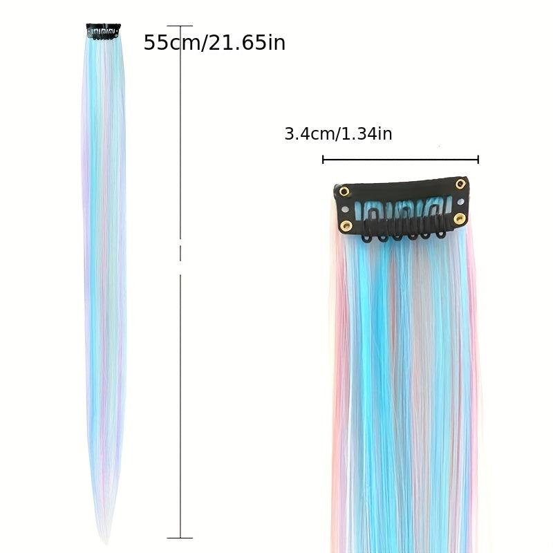 Y2K Straight Hair Extensions Party Cosplay Halloween Clip-In Add Volume Length