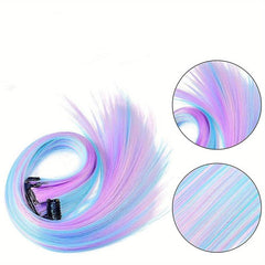 Y2K Straight Hair Extensions Party Cosplay Halloween Clip-In Add Volume Length