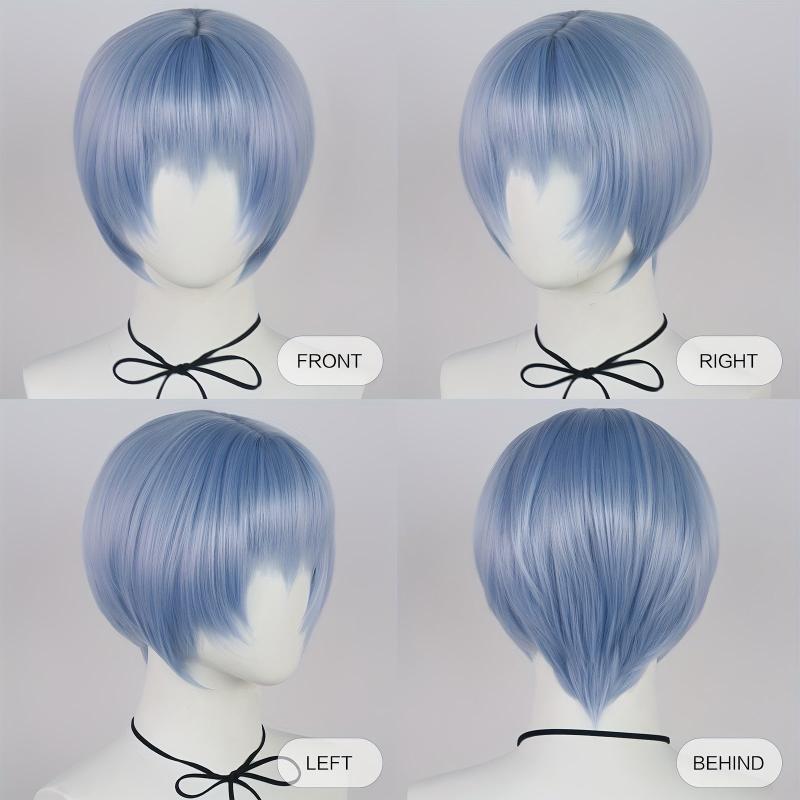 12Inc Short Light Straight Bob Wig With Bangs for Cosplay & Halloween