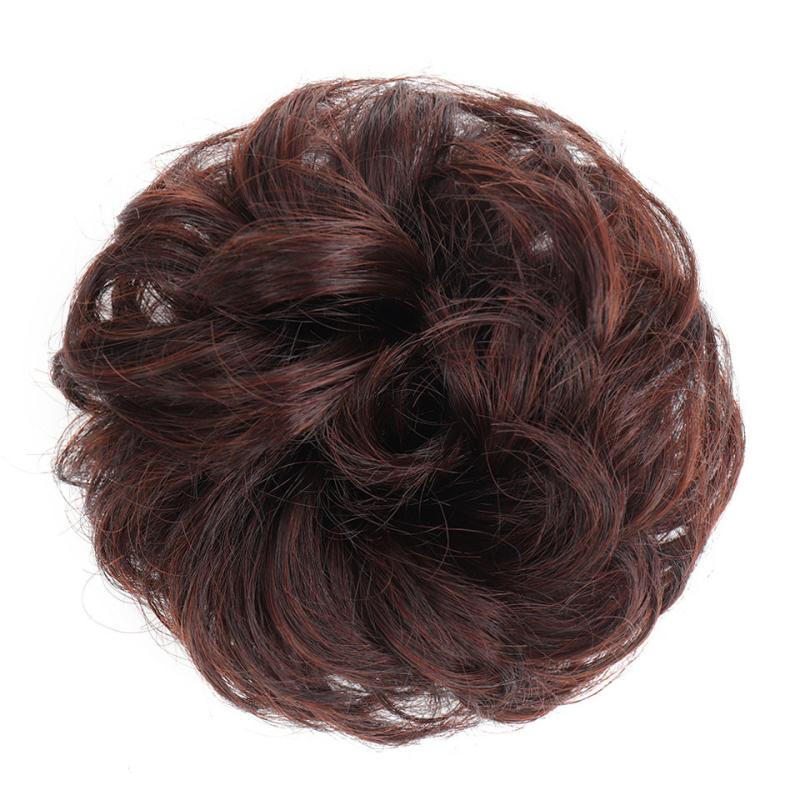 Brown Curly Hair Bun Rubber Band Donut Hairpiece