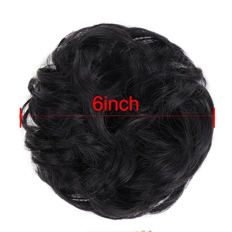 Brown Curly Hair Bun Rubber Band Donut Hairpiece