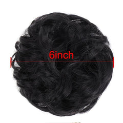 Brown Curly Hair Bun Rubber Band Donut Hairpiece