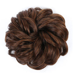 Brown Curly Hair Bun Rubber Band Donut Hairpiece