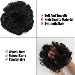 Brown Curly Hair Bun Rubber Band Donut Hairpiece