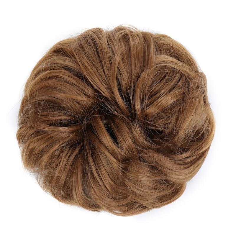 Brown Curly Hair Bun Rubber Band Donut Hairpiece