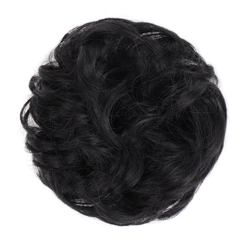 Brown Curly Hair Bun Rubber Band Donut Hairpiece