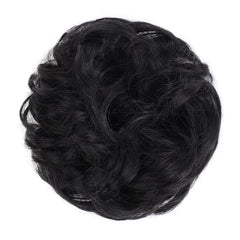 Brown Curly Hair Bun Rubber Band Donut Hairpiece