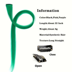 Rainbow Long Straight Hairpieces Colored Clip In Extensions For Women