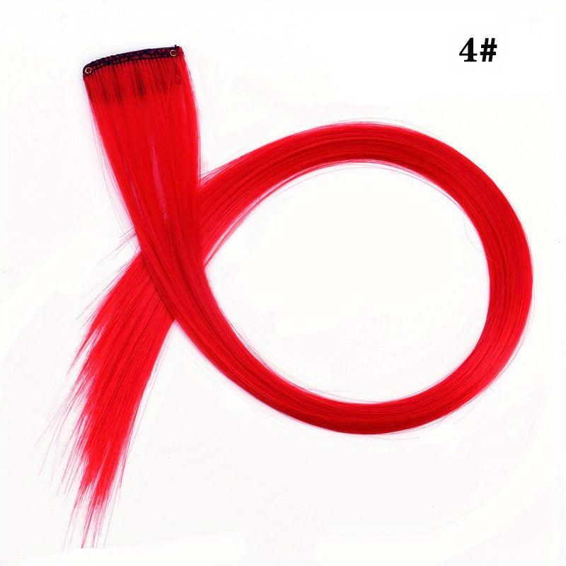Rainbow Long Straight Hairpieces Colored Clip In Extensions For Women
