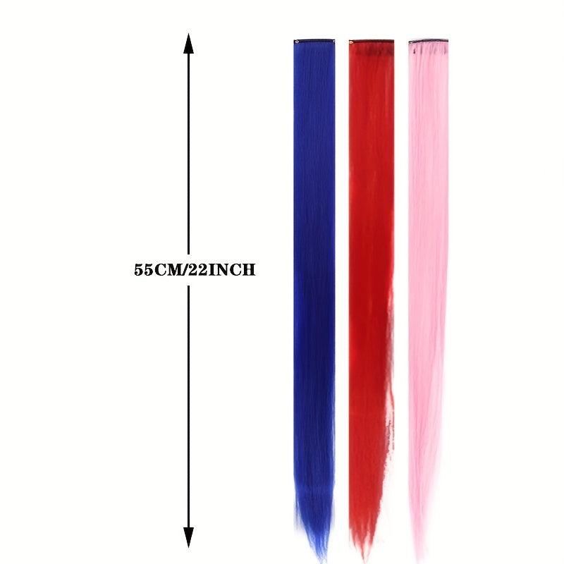 Rainbow Long Straight Hairpieces Colored Clip In Extensions For Women
