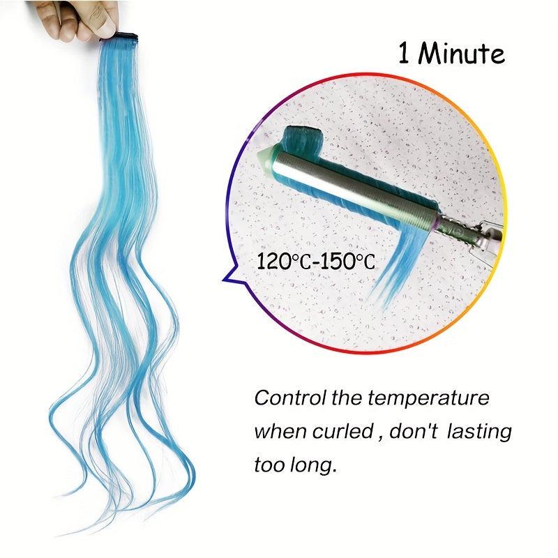 Rainbow Long Straight Hairpieces Colored Clip In Extensions For Women