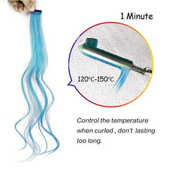 Rainbow Long Straight Hairpieces Colored Clip In Extensions For Women