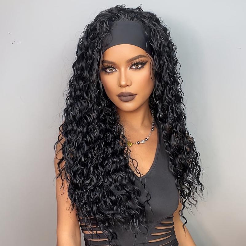Curly Wave Headband Wig for Women Wet and Wavy Synthetic Hair
