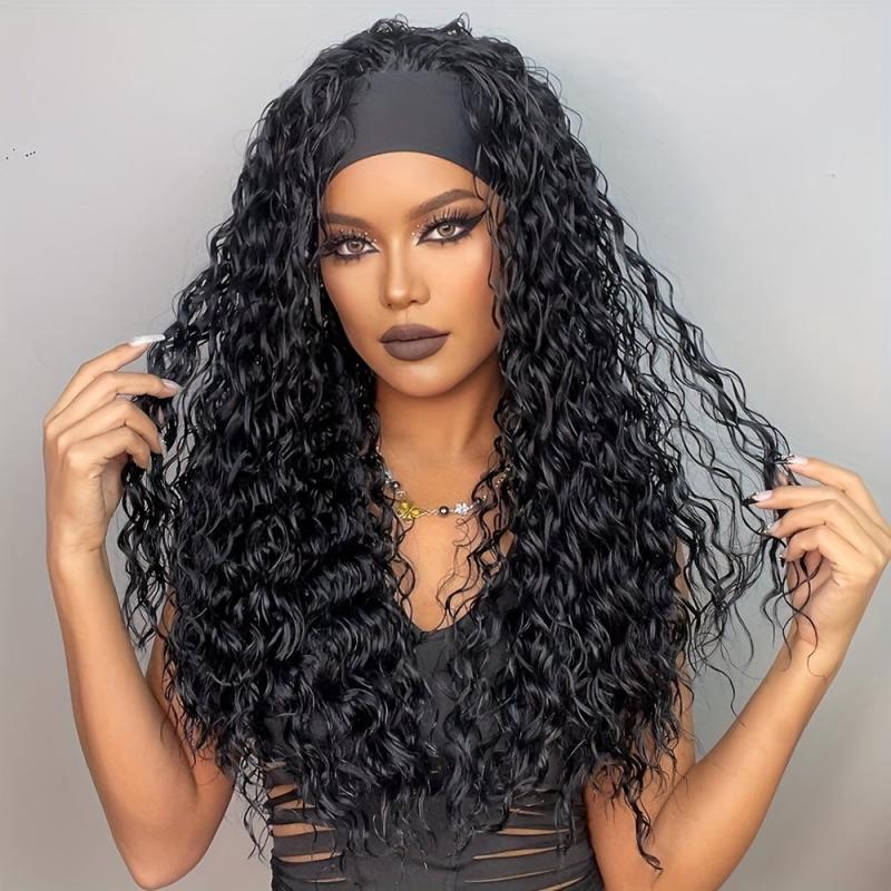 Curly Wave Headband Wig for Women Wet and Wavy Synthetic Hair