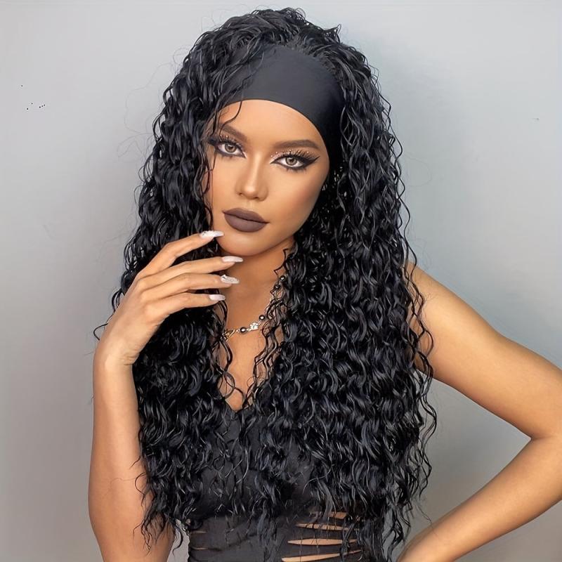 Curly Wave Headband Wig for Women Wet and Wavy Synthetic Hair