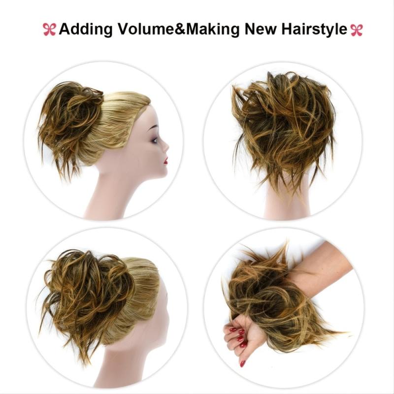 Messy Hair Bun Hair Pieces Hair Scrunchies Extension Curly Hairpiece Updo Brown