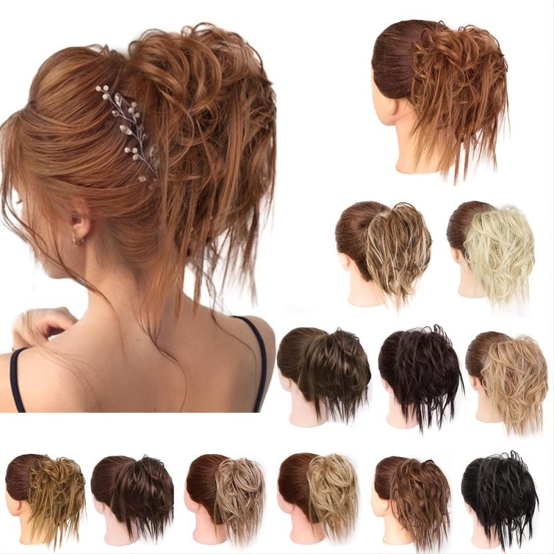 Messy Hair Bun Hair Pieces Hair Scrunchies Extension Curly Hairpiece Updo Brown