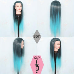 Mannequin Head with Colored Synthetic Hair for Cosmetology Training