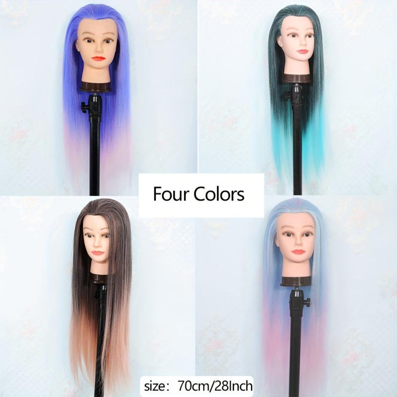Mannequin Head with Colored Synthetic Hair for Cosmetology Training