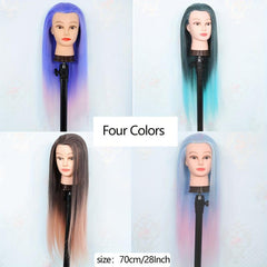 Mannequin Head with Colored Synthetic Hair for Cosmetology Training