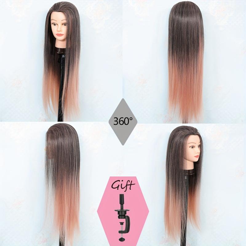Mannequin Head with Colored Synthetic Hair for Cosmetology Training