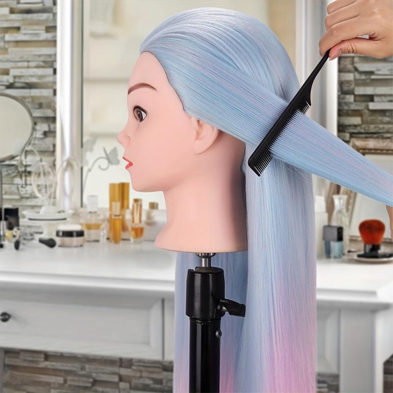 Mannequin Head with Colored Synthetic Hair for Cosmetology Training
