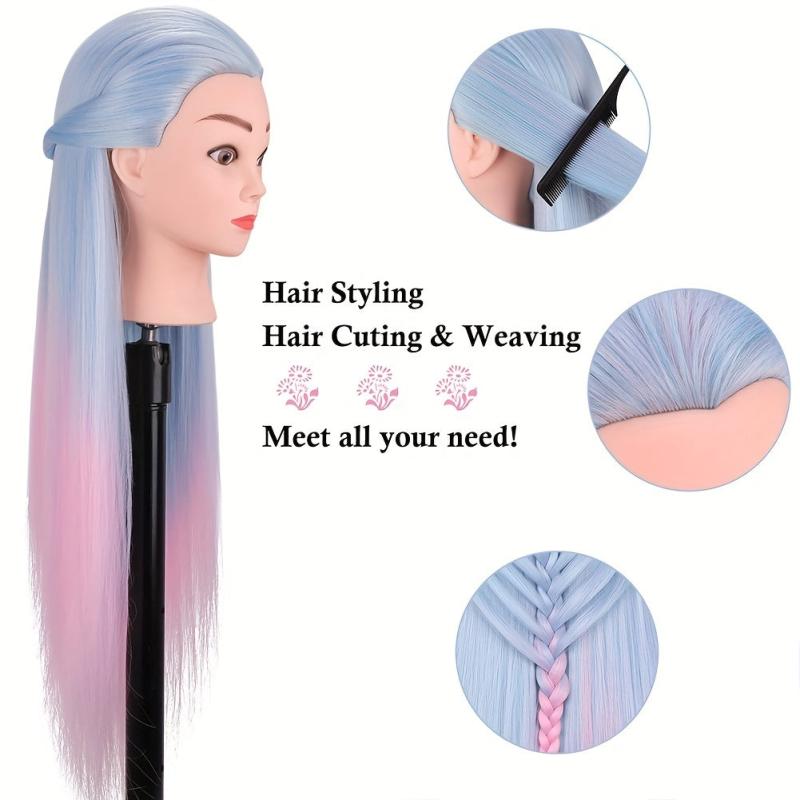 Mannequin Head with Colored Synthetic Hair for Cosmetology Training