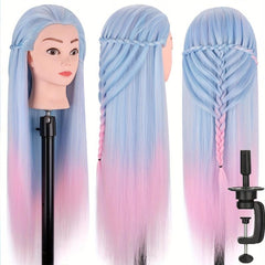 Mannequin Head with Colored Synthetic Hair for Cosmetology Training