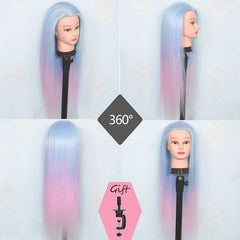 Mannequin Head with Colored Synthetic Hair for Cosmetology Training