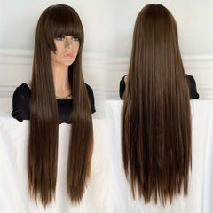 101 6 cm Long Straight Hair Wigs Synthetic Middle Part Wigs For Women Girls