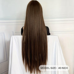 101 6 cm Long Straight Hair Wigs Synthetic Middle Part Wigs For Women Girls