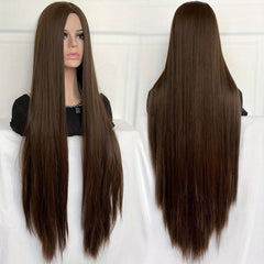 101 6 cm Long Straight Hair Wigs Synthetic Middle Part Wigs For Women Girls
