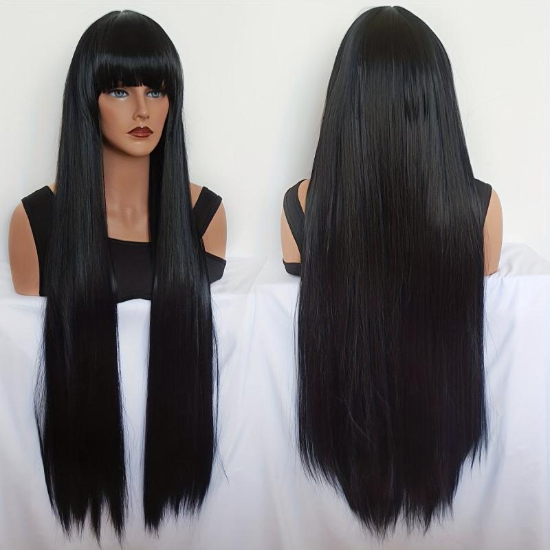 101 6 cm Long Straight Hair Wigs Synthetic Middle Part Wigs For Women Girls
