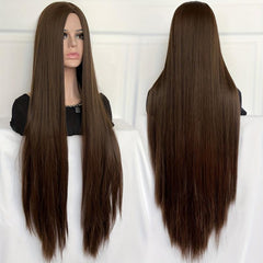 101 6 cm Long Straight Hair Wigs Synthetic Middle Part Wigs For Women Girls