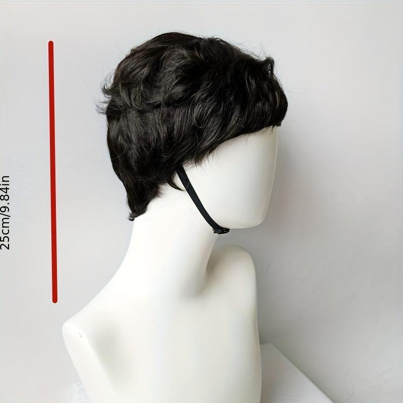 Short Curly Wavy Hair Wig with Bangs Synthetic Hair Replacement for Women