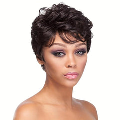 Short Curly Wavy Hair Wig with Bangs Synthetic Hair Replacement for Women