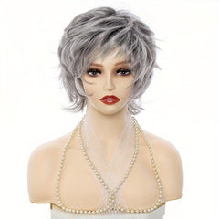 Short Curly Hair Wigs With Short Bangs - Synthetic Fiber - Party Cosplay Use