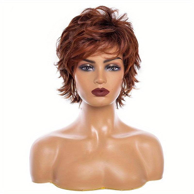 Short Curly Hair Wigs With Short Bangs - Synthetic Fiber - Party Cosplay Use