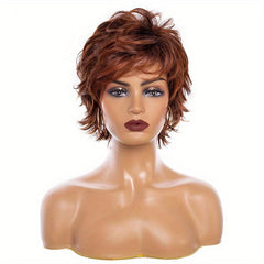 Short Curly Hair Wigs With Short Bangs - Synthetic Fiber - Party Cosplay Use
