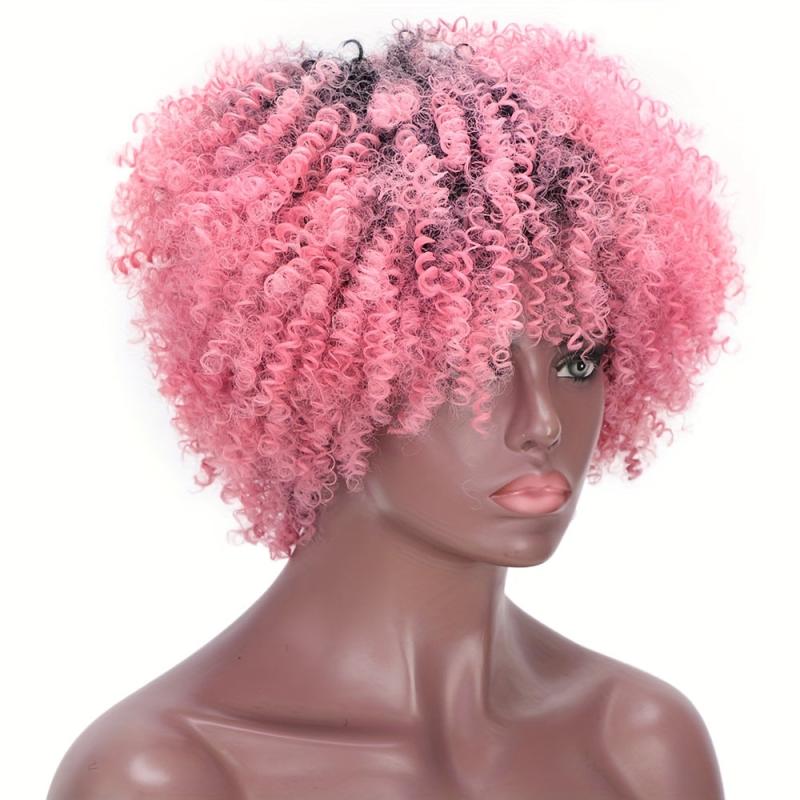 Short Kinky Afro Wig For Women Natural Synthetic Wig