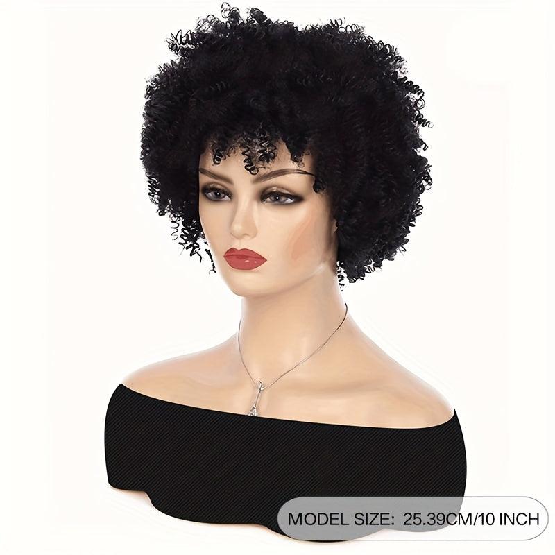 Short Kinky Afro Wig For Women Natural Synthetic Wig