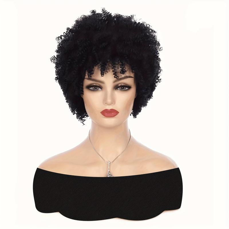 Short Kinky Afro Wig For Women Natural Synthetic Wig