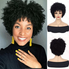 Short Kinky Afro Wig For Women Natural Synthetic Wig