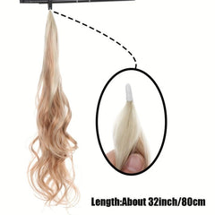 28 Cm Wrap Around Ponytail Hair Extensions Long Wavy Curly Synthetic Hairpieces