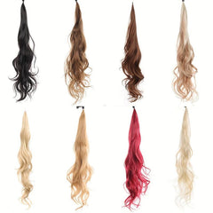 28 Cm Wrap Around Ponytail Hair Extensions Long Wavy Curly Synthetic Hairpieces