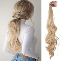 28 Cm Wrap Around Ponytail Hair Extensions Long Wavy Curly Synthetic Hairpieces